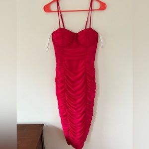 Club London florescent pink bodycon dress